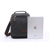 TELOSPORTS Multi-pocket Messenger Bag for Men Women,Canvas Crossbody Shoulder Bags Vintage Satchel for Travel Work Business(BLACK)